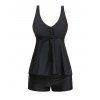 Maillot de Bain Tankini Superposé en Couleur Unie à Col V - Noir XXL | US 12