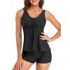 Maillot de Bain Tankini Superposé en Couleur Unie à Col V - Noir XXL | US 12