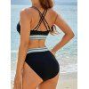 Maillot de Bain Bikini Découpé Rayé Imprimé à Col Plongeant Deux Pièces - Noir XL | US 10