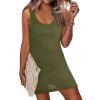 Robe de Plage sans Manches Tricotée Fendue de Couleur Unie - Vert profond S | US 4