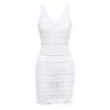 Robe de Plage sans Manches Tricotée Fendue de Couleur Unie - Blanc XL | US 10