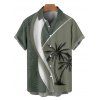 Chemise de Vacances Boutonnée Feuille de Noix de Coco Imprimée à Manches Courtes - Vert clair 3XL