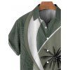 Chemise de Vacances Boutonnée Feuille de Noix de Coco Imprimée à Manches Courtes - Vert clair 3XL