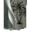 Chemise de Vacances Boutonnée Feuille de Noix de Coco Imprimée à Manches Courtes - Vert clair 3XL