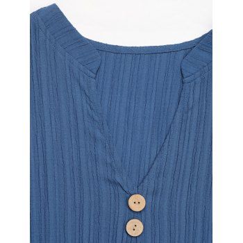 Mock Button Solid Color Flounce Hem Maxi Tiered Dress