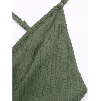 Solid Color Surplice Plunging Neck Bowknot Spaghetti Strap Mini Dress 
