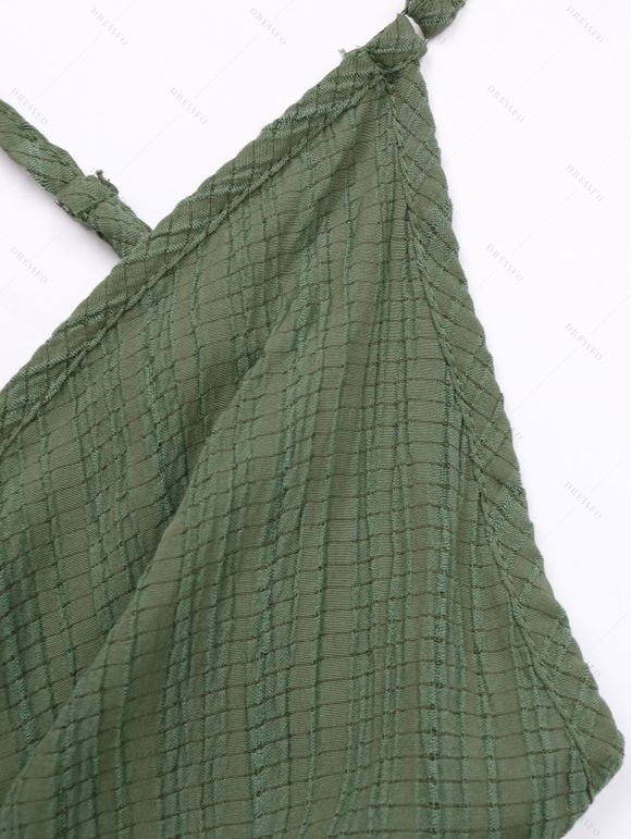 Mini Robe Superposée à Bretelle Fine avec Nœud Papillon à Col Plongeant - Vert profond XL | US 10