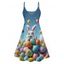 Mini Robe Ligne A Lapin Œuf de Pâques Imprimé à Bretelle Fine - multicolor M | US 6