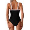 Maillot de Bain à Bretelle Réglable Matelassé en Couleur Contrastée Une-Pièce - Noir XXL | US 12