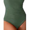 Maillot de Bain à Bretelle Réglable Matelassé en Couleur Contrastée Une-Pièce - Vert profond XXL | US 12