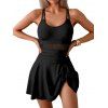 Maillot de Bain Panneau en Maille Transparente Matelassé en Couleur Unie avec Nœud Papillon Une-Pièce - Noir XXL | US 12