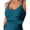 Solid Color Sheer Mesh Panel Bowknot One-piece Swimsuit Padded Adjustable Strap Swimwear - BLUE S | US 4