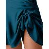 Solid Color Sheer Mesh Panel Bowknot One-piece Swimsuit Padded Adjustable Strap Swimwear - BLUE S | US 4