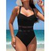 Maillot de Bain Evidé Croisé en Couleur Unie en Maille à Volants Une-Pièce - Noir XL | US 10