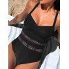 Maillot de Bain Evidé Croisé en Couleur Unie en Maille à Volants Une-Pièce - Noir XL | US 10