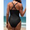 Maillot de Bain Evidé Croisé en Couleur Unie en Maille à Volants Une-Pièce - Noir XL | US 10