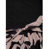 Robe Mi-Longue Feuille Imprimée en Couleur Contrastée avec Nœud Papillon Design à Manches Longues - Noir XL | US 10