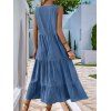 Maxi Robe Superposée Boutonnée en Couleur Unie Ourlet à Volants - Bleu profond XL | US 10