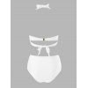 Maillot de Bain Bikini Ajustable Noué Tordu en Couleur Unie à Taille Haute Deux Pièces - Blanc XL | US 10