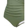 Maillot de Bain Panneau en Maille en Couleur Unie à Col Plongeant Une-Pièce - Vert clair XXL | US 12