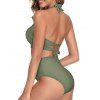 Maillot de Bain Bikini Ajustable Noué Tordu en Couleur Unie à Taille Haute Deux Pièces - Vert clair XL | US 10