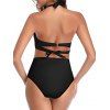 Maillot de Bain Bikini Ajustable Noué Tordu en Couleur Unie à Taille Haute Deux Pièces - Noir S | US 4