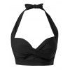 Maillot de Bain Bikini Ajustable Noué Tordu en Couleur Unie à Taille Haute Deux Pièces - Noir S | US 4