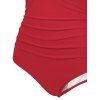 Maillot de Bain Panneau en Maille en Couleur Unie à Col Plongeant Une-Pièce - Rouge L | US 8