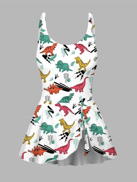 Maillot de Bain Dinosaure Mignon Imprimé Coloré Plissé Une-Pièce