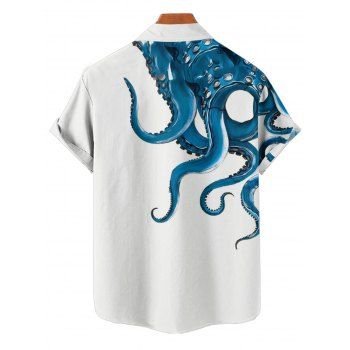 Contrast Octopus Print Short Sleeve Vacation Shirt 