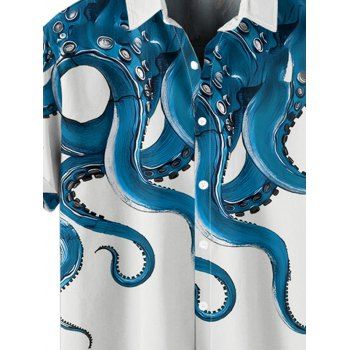 Contrast Octopus Print Short Sleeve Vacation Shirt 