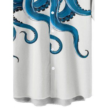 Contrast Octopus Print Short Sleeve Vacation Shirt 