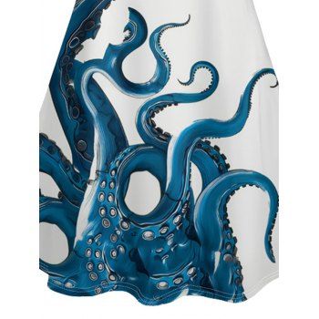Contrast Octopus Print V Neck Spaghetti Strap Vacation Mini Dress 
