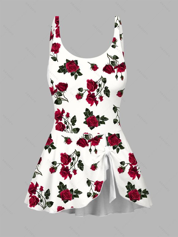 Maillot de Bain Sanglé de Vacances Rose Imprimée Une-Pièce - Blanc XXL | US 14