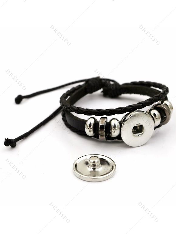 Bracelet en Cuir Tressé Motif Soleil Pierre et Lune Style Vintage - multicolor A 