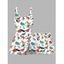 Vacation Cute Dinosaur Print Cinched One-piece Swimsuit And Shorts Matching Outfit - Blanc S | US 4