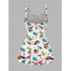 Vacation Cute Dinosaur Print Cinched One-piece Swimsuit And Shorts Matching Outfit - Blanc S | US 4