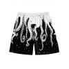 Octopus Galaxy Print Bowknot One-piece Swimsuit And Beach Shorts Matching Outfit - Noir S | US 4