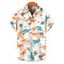 Chemise de Vacances Dinosaure et Palmier Imprimés à Manches Courtes - Orange 4XL