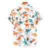 Chemise de Vacances Dinosaure et Palmier Imprimés à Manches Courtes - Orange 4XL