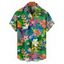 Chemise de Vacances Hawaïen Fleur et Feuille Tropicale Imprimées à Manches Courtes - Vert profond 4XL