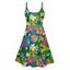 Mini Robe Hawaïen à Bretelle Fine Fleur et Feuille Tropicale Imprimées à Col V - Vert profond XXXXL | US 18