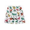 Short de Plage Dinosaure Mignon Imprimés à Cordon - Blanc 2XL