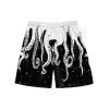 Short de Plage Pieuvre Galaxie Contrasté Imprimé à Cordon - Noir 5XL