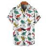 Chemise de Vacances Dinosaure Mignon Imprimé à Manches Courtes - Blanc 4XL