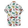 Chemise de Vacances Dinosaure Mignon Imprimé à Manches Courtes - Blanc 3XL