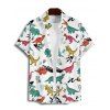 Chemise de Vacances Dinosaure Mignon Imprimé à Manches Courtes - Blanc 4XL