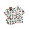 Chemise de Vacances Dinosaure Mignon Imprimé à Manches Courtes - Blanc 4XL