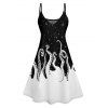 Contrast Octopus Galaxy Print V Neck Spaghetti Strap Mini Dress And Short Sleeve Shirt Matching Outfit - Noir S | US 4