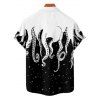 Contrast Octopus Galaxy Print V Neck Spaghetti Strap Mini Dress And Short Sleeve Shirt Matching Outfit - Noir S | US 4